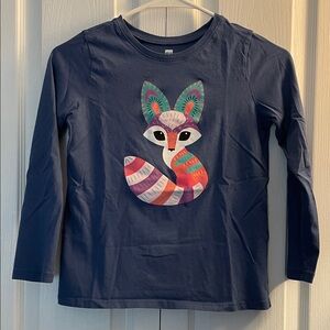 Tea Collection Navy Long Sleeve with Colorful Fox